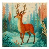 Enchanted Forest Deer – Whimsical Winter Woodland Perfect Poster (Voorkant)