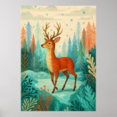 Enchanted Forest Deer – Whimsical Winter Woodland Poster (Voorkant)
