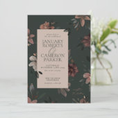 Enchanted Forest Donkergroen Bloemen Bruiloft Uitn Kaart (Staand voorkant)