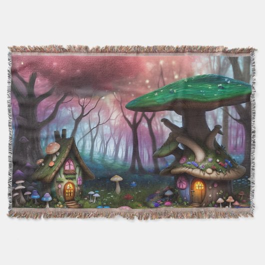 Enchanted Forest Dreamscape Paddenstoel Fantasy Fa Deken (Voorkant)