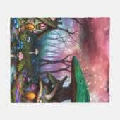 Enchanted Forest Dreamscape Paddenstoel Fantasy Fa Fleece Deken (Voorkant (Horizontaal))