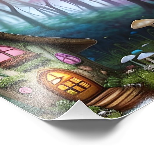 Enchanted Forest Dreamscape Paddenstoel Fantasy Fa Foto Afdruk (Hoek)