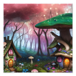 Enchanted Forest Dreamscape Paddenstoel Fantasy Fa Foto Afdruk
