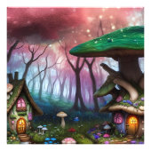 Enchanted Forest Dreamscape Paddenstoel Fantasy Fa Foto Afdruk (Voorkant)