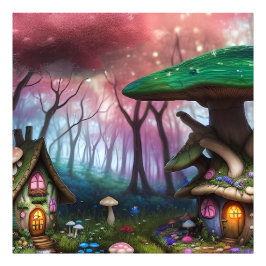 Enchanted Forest Dreamscape Paddenstoel Fantasy Fa Foto Afdruk