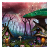 Enchanted Forest Dreamscape Paddenstoel Fantasy Fa Perfect Poster (Voorkant)