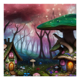 Enchanted Forest Dreamscape Paddenstoel Fantasy Fa Perfect Poster