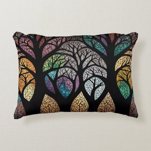 Enchanted Forest: Een Glas in lood meesterwerk Accent Kussen (Voorkant)
