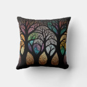 Enchanted Forest: Een Glas in lood meesterwerk Kussen (Achterkant)