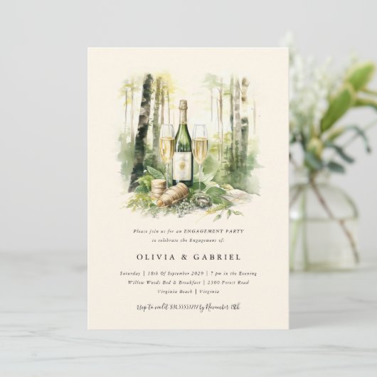 Enchanted Forest Elegant Engagement Party Kaart (Staand voorkant)