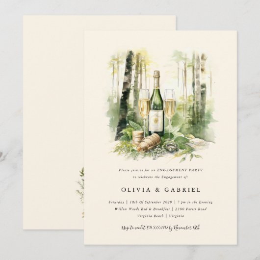 Enchanted Forest Elegant Engagement Party Kaart (Voorkant / Achterkant)