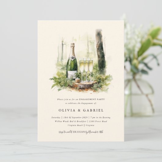 Enchanted Forest Elegant Engagement Party Kaart (Staand voorkant)