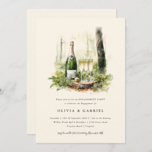 Enchanted Forest Elegant Engagement Party Kaart (Voorkant / Achterkant)