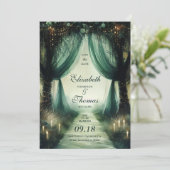 Enchanted Forest Elegant Moody Dark Photo Wedding Save The Date (Staand voorkant)