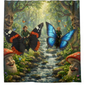Enchanted Forest elf butterfly rider shower curtai Douchegordijn (Voorkant)
