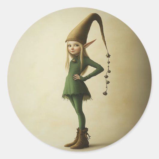 Enchanted Forest Elf Ronde Sticker (Voorkant)