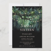 Enchanted Forest Emerald Floral Fairy Sweet 16 Kaart (Voorkant)