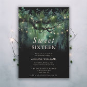 Enchanted Forest Emerald Floral Fairy Sweet 16 Kaart