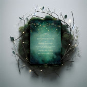 Enchanted Forest Emerald Gold Fairy Lights Wedding Save The Date