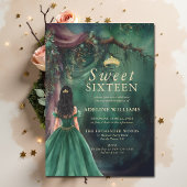 Enchanted Forest Emerald Gold Fairytale Sweet 16 Kaart