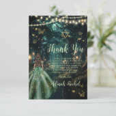 Enchanted Forest Emerald Green Dress Bat Mitzvah Bedankkaart (Staand voorkant)