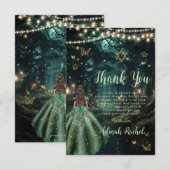 Enchanted Forest Emerald Green Dress Bat Mitzvah Bedankkaart (Voorkant / Achterkant)