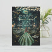 Enchanted Forest Emerald Green Dress Bat Mitzvah Kaart (Staand voorkant)
