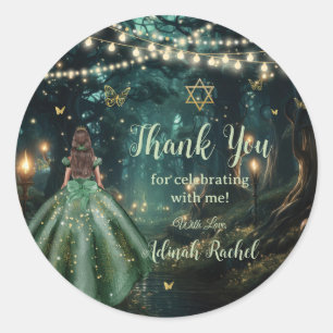 Enchanted Forest Emerald Green Dress Bat Mitzvah Ronde Sticker