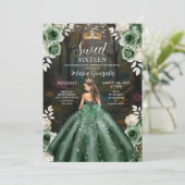 Enchanted Forest Emerald Green Dress Sweet Sixteen Kaart (Staand voorkant)