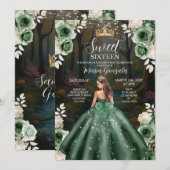 Enchanted Forest Emerald Green Dress Sweet Sixteen Kaart (Voorkant / Achterkant)