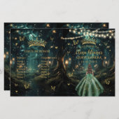 Enchanted Forest Emerald Green Quinceanera-program (Voorkant / Achterkant)