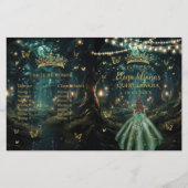 Enchanted Forest Emerald Green Quinceanera-program (Voorkant)