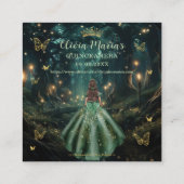 Enchanted Forest Emerald Green Quinceañera QR RSVP Informatiekaartje (Achterkant)