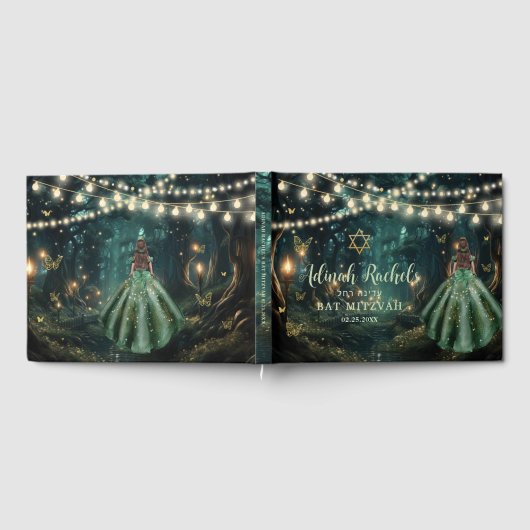 Enchanted Forest Emerald Green Star Bat Mitswa Gastenboek (Volledig)