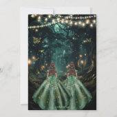 Enchanted Forest Emerald Green Twins Quinceañera Kaart (Achterkant)