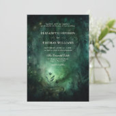 Enchanted Forest Emerald Groen Elegant Bruiloft Kaart (Staand voorkant)