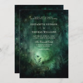 Enchanted Forest Emerald Groen Elegant Bruiloft Kaart (Voorkant / Achterkant)