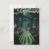 Enchanted Forest Emerald Groene Jurk Quinceañera Bedankkaart (Achterkant)