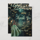 Enchanted Forest Emerald Groene Jurk Quinceañera Bedankkaart (Voorkant / Achterkant)