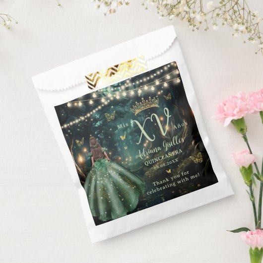 Enchanted Forest Emerald Groene Jurk Quinceañera Bedankzakje (Gezegeld)