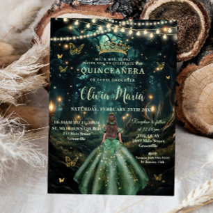 Enchanted Forest Emerald Groene Jurk Quinceañera Kaart