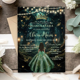 Enchanted Forest Emerald Groene Jurk Quinceañera Kaart