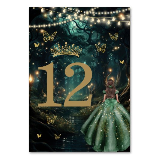 Enchanted Forest Emerald Groene Jurk Quinceañera Kaart (Voorkant)