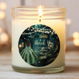 Enchanted Forest Emerald Groene Jurk Quinceañera Ronde Sticker
