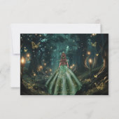 Enchanted Forest Emerald Groene Jurk Quinceañera RSVP Kaartje (Achterkant)