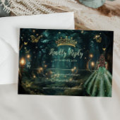 Enchanted Forest Emerald Groene Jurk Quinceañera RSVP Kaartje