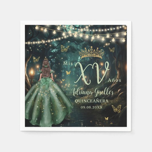 Enchanted Forest Emerald Groene Jurk Quinceañera Servet (Voorkant)