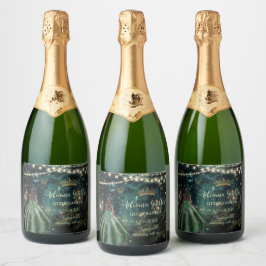 Enchanted Forest Emerald Groene Jurk Quinceañera Sparkling Wijnetiket