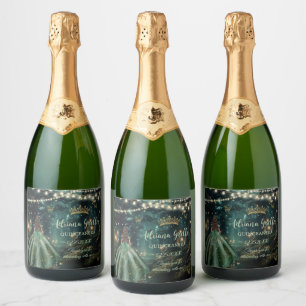 Enchanted Forest Emerald Groene Jurk Quinceañera Sparkling Wijnetiket