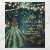 Enchanted Forest Emerald Groene Jurk Quinceañera Wijn Etiket (Enkel label)